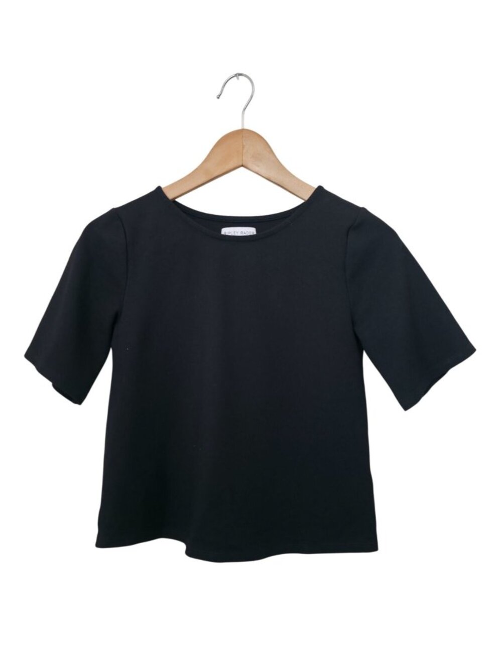 Ripley Rader Black Ponte Knit Extended Short Sleeve Minimalist Top Sz 1 USA Made - Picture 1 of 6